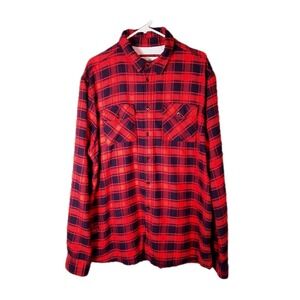 California Cowboy Flannel Shirt Men's XL Red Plaid Thermal Shacket Made in USA